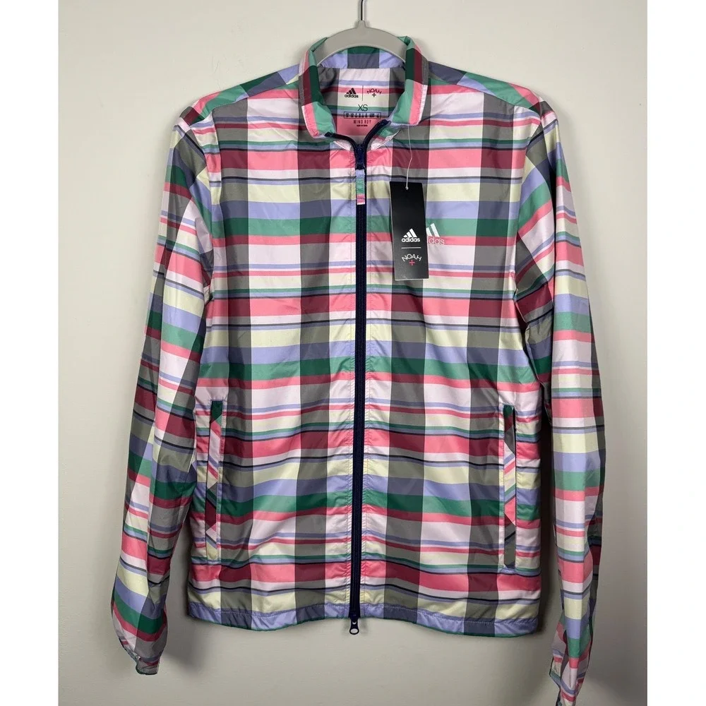Adidas x Noah Running Jacket Plaid Multicolor Full Zip XS NWT